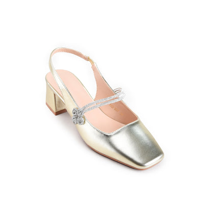 Golden  Ankle Strap Block Heel Pumps | 422P-X