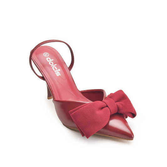 Maroon High Heels with Bow Detail | 497N-M