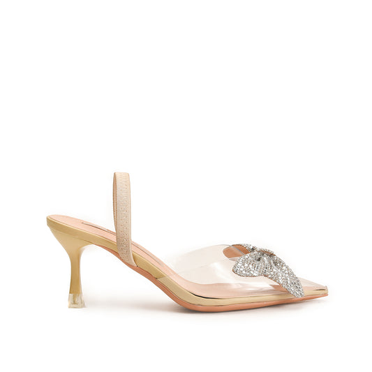 Elegant Nude Bow Embellished Slingback Heels | 470N-X Dolcis