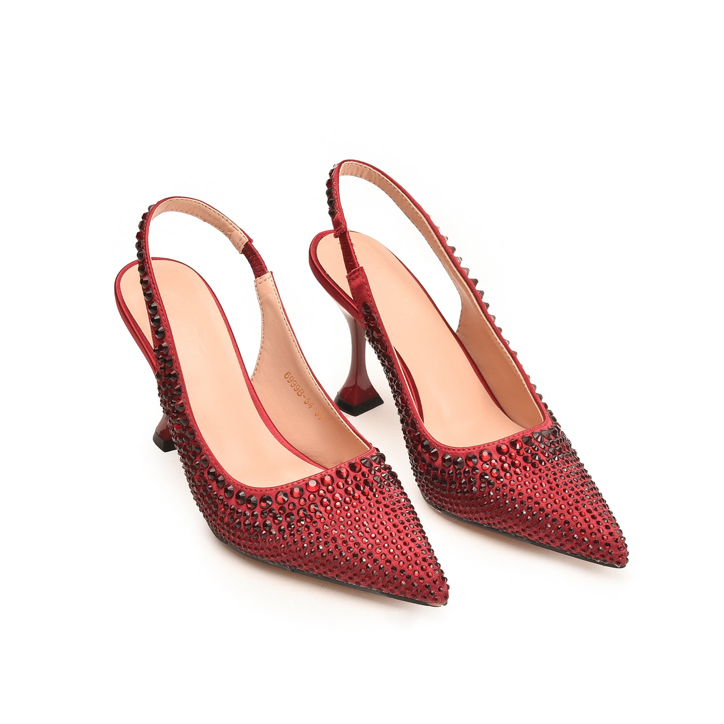 Bold Maroon Studded Slingback Heels | 423M-M Dolcis