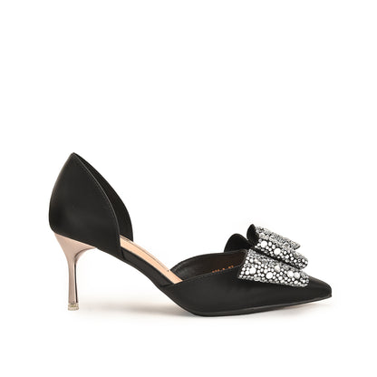 Chic Black Bow Embellished Heels | 471N-C Dolcis