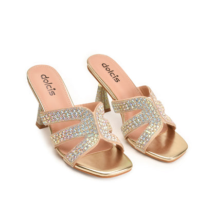 Dazzling Gold Crystal Embellished Heels | 578L-X Dolcis