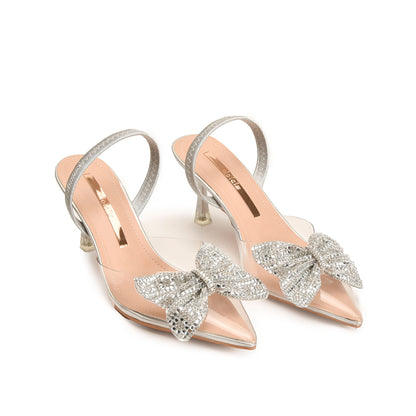 Silver Strappy Sandals with Toe Embellishment | 470N-S