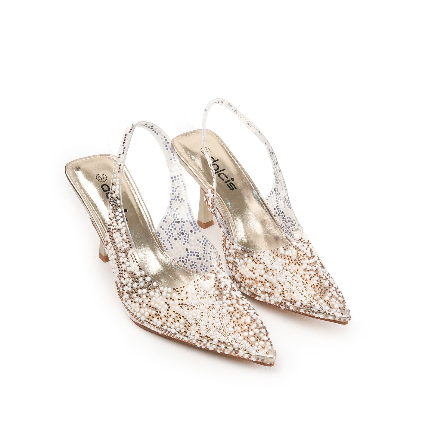 Beaded Slingback Heels in Gold | 498N-X Dolcis