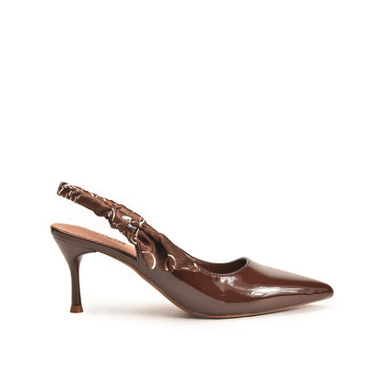Glossy Brown Slingback Heels | 473N-B Dolcis