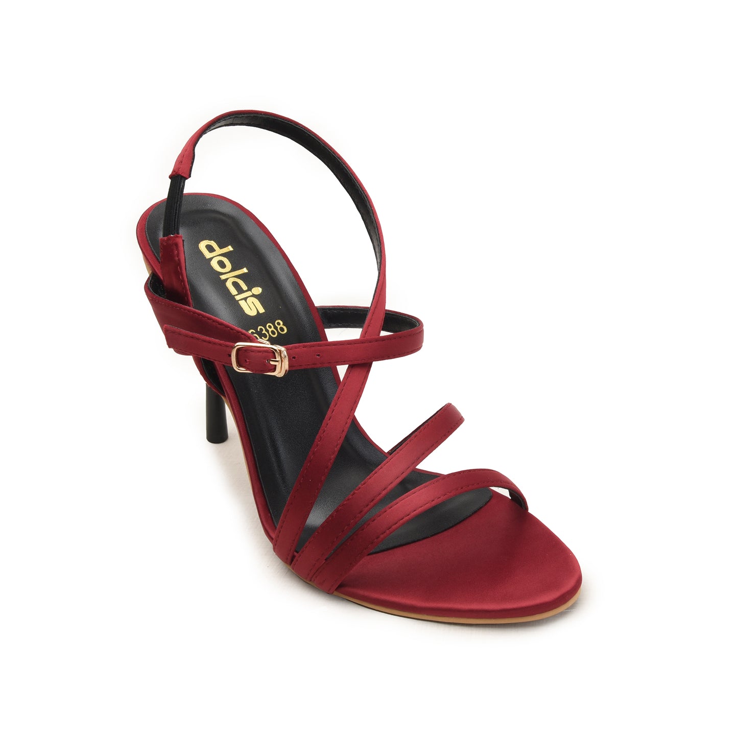 Red Strappy Heels with Gold Pin Heel | 227H-M