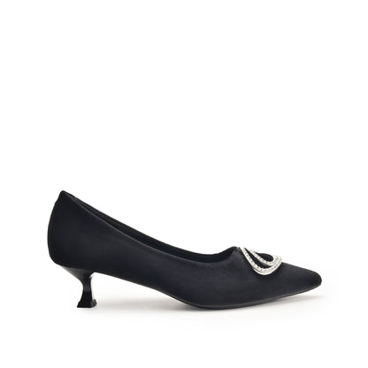 Black Court Shoes with Crystal Buckle | 495N-C Dolcis