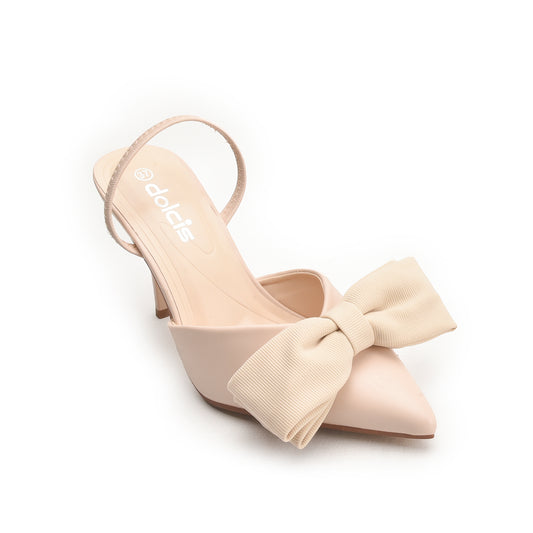 Blush Pink High Heels with Bow Detail | 497N-F