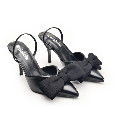 Black High Heels with Bow Detail | 497N-C
