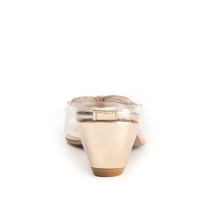 Transparent Gold Bow Mid Heels | 561L-X Dolcis