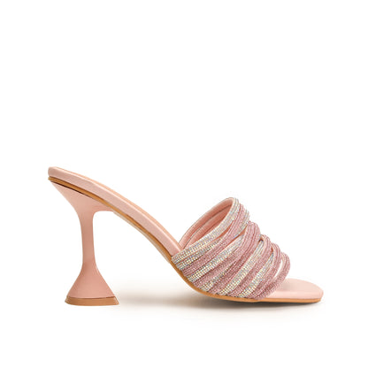 Trendy Pink Embellished Slip-On Heels | 577L-P Dolcis
