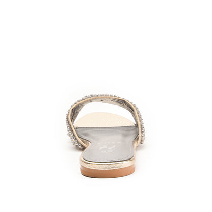 Golden Embellished Flat Sandals for Women Slippers | 582L-X