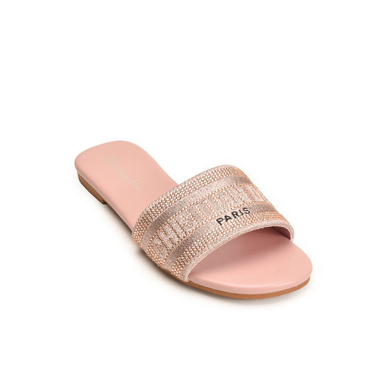 Pink Embellished Slip-On Flats for Women Slippers | 566L-P