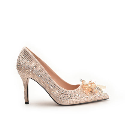Nude Crystal Brooch Heels | 487N-X Dolcis