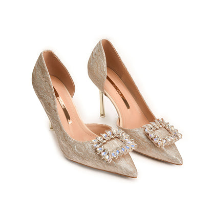 Glamorous Gold Brooch Heels | 472NX Dolcis
