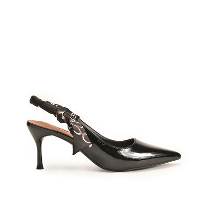 Glossy Black Slingback Heels | 473N-C Dolcis