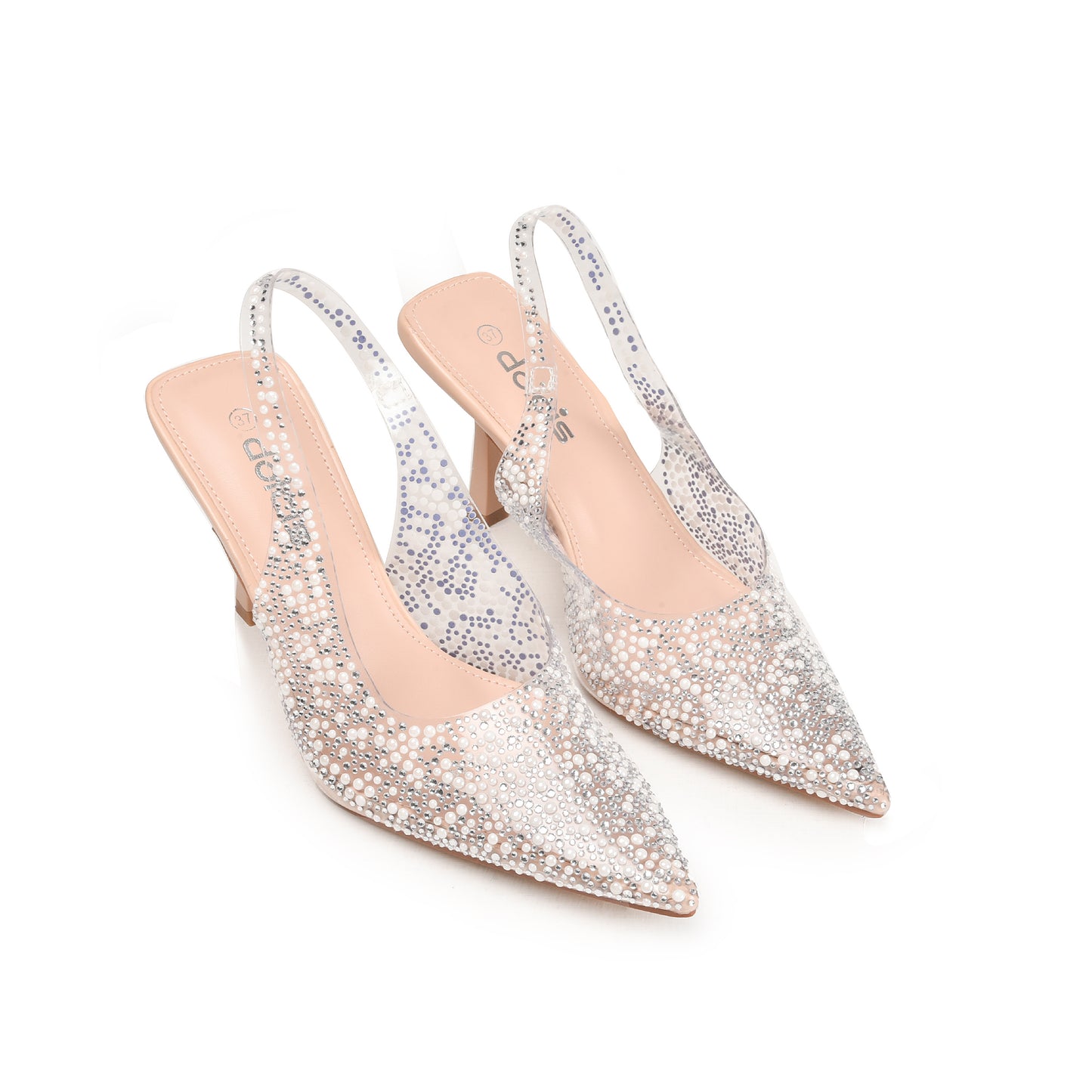 Silver Slingback Crystal Heels | 498N-F Dolcis