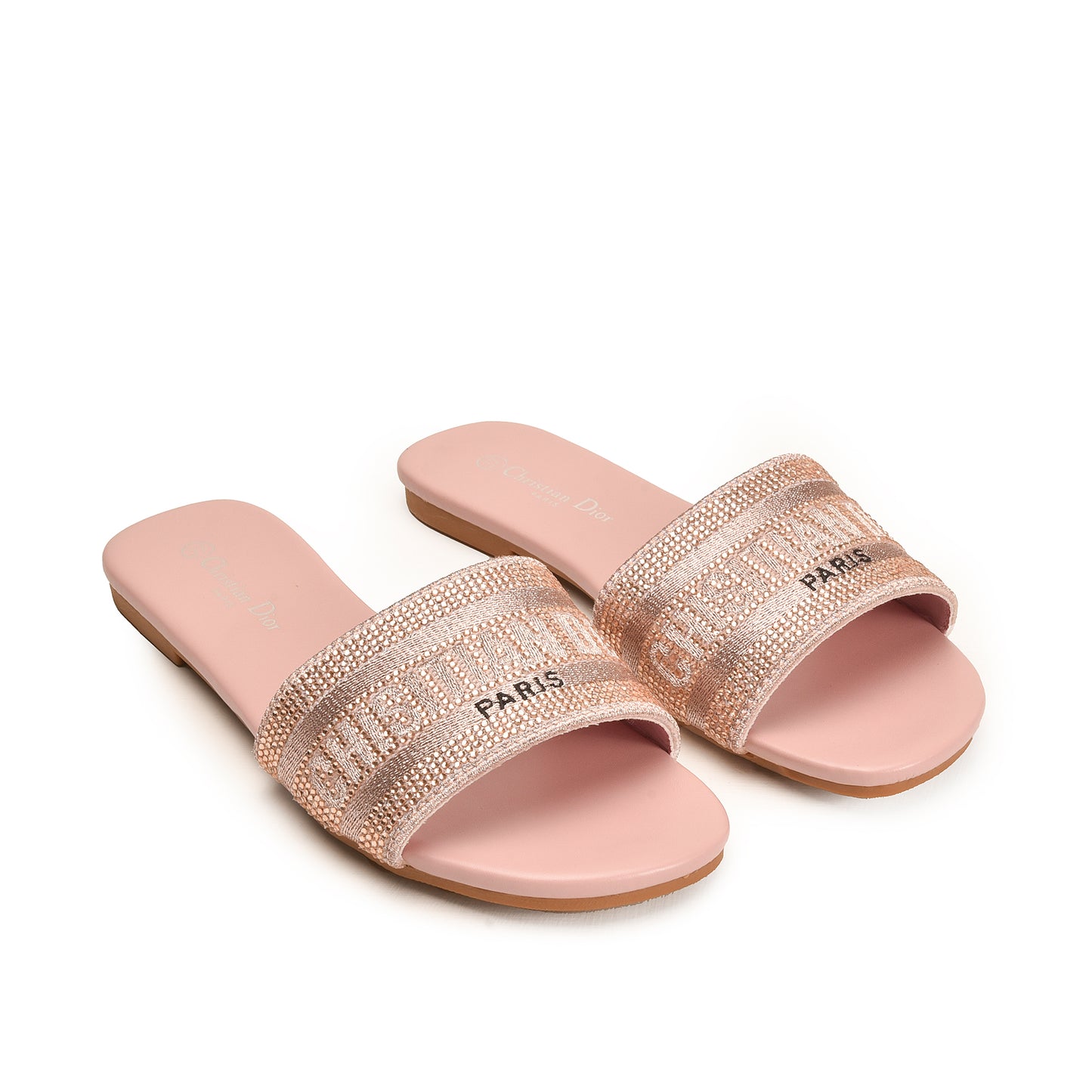 Pink Embellished Slip-On Flats for Women Slippers | 566L-P