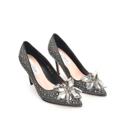 Crystal Embellished Black Heels | 487N-C Dolcis