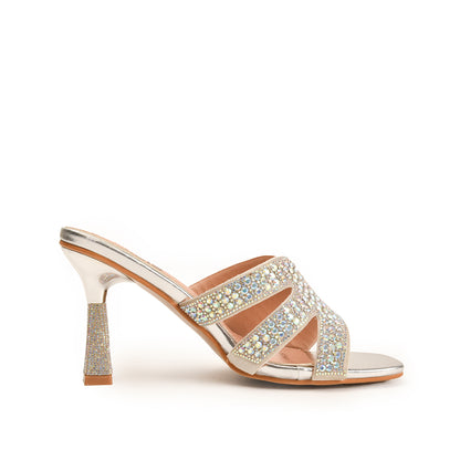 Shimmering Silver Crystal Embellished Heels | 578L-S Dolcis