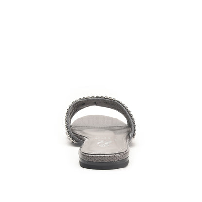 Grey Embellished Flat Sandals for Women Slippers | 582L-G