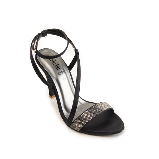 Black High Heels with Crystal Strap | 220H-C