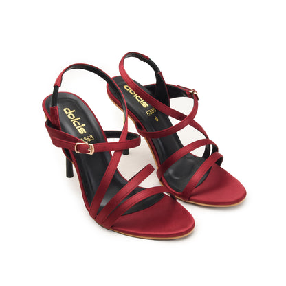 Red Strappy Heels with Gold Pin Heel | 227H-M