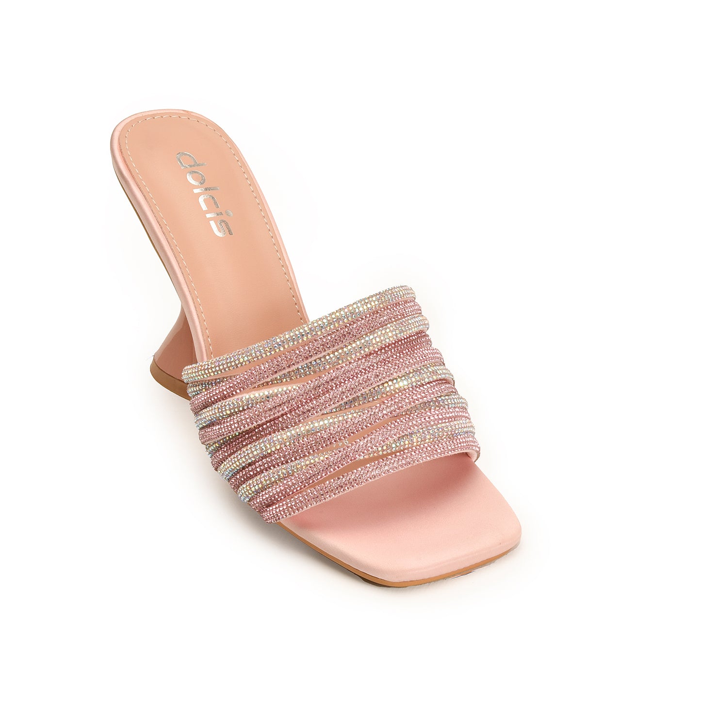 Trendy Pink Embellished Slip-On Heels | 577L-P Dolcis