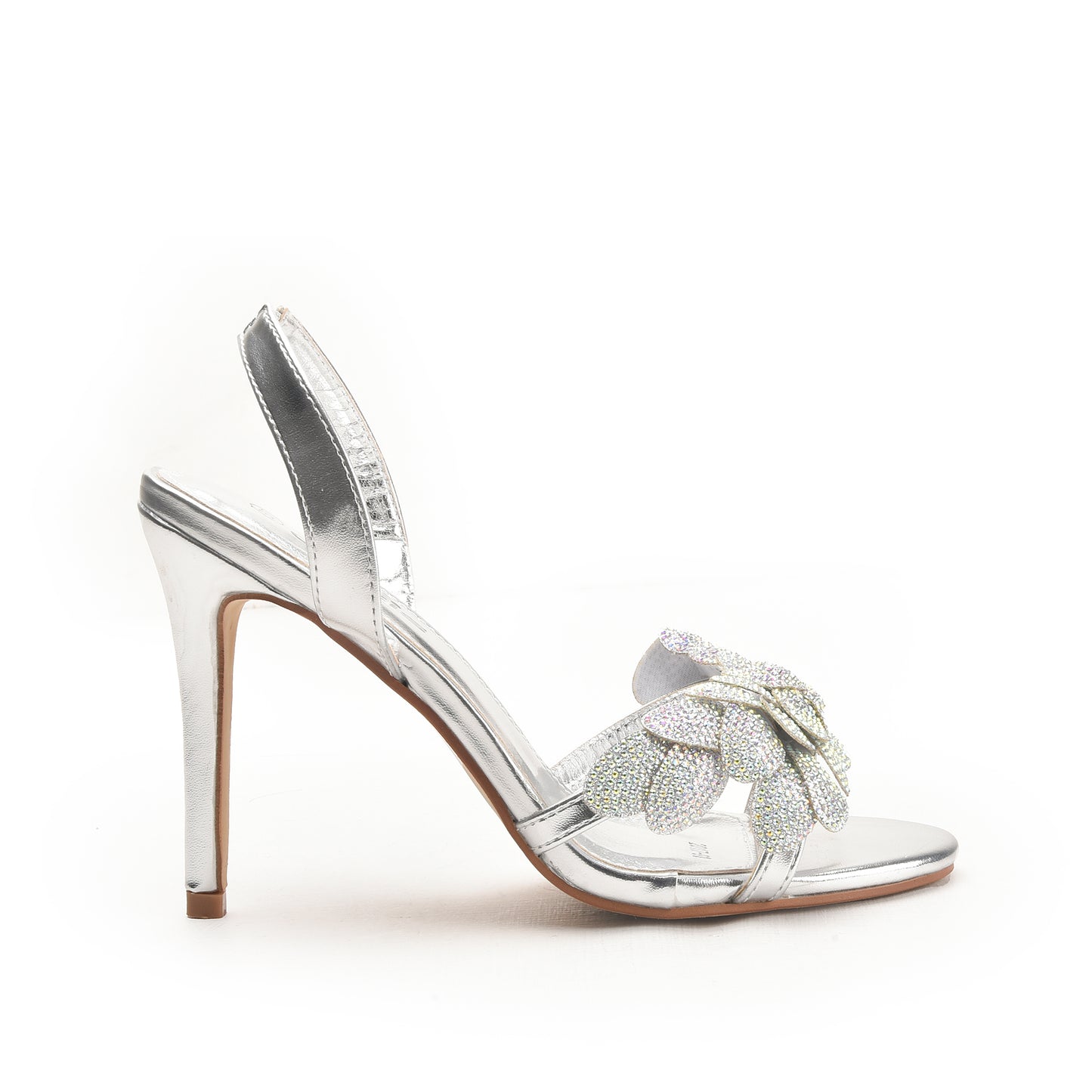 Silver Stiletto Heels with Glitter Leaf Detail | 201H-S Dolcis