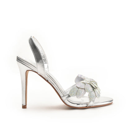 Silver Stiletto Heels with Glitter Leaf Detail | 201H-S Dolcis