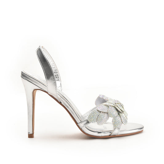 Silver Stiletto Heels with Glitter Leaf Detail | 201H-S Dolcis