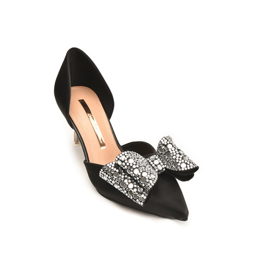 Chic Black Bow Embellished Heels | 471N-C Dolcis