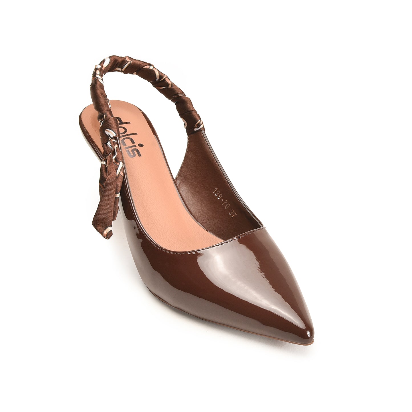 Glossy Brown Slingback Heels | 473N-B Dolcis