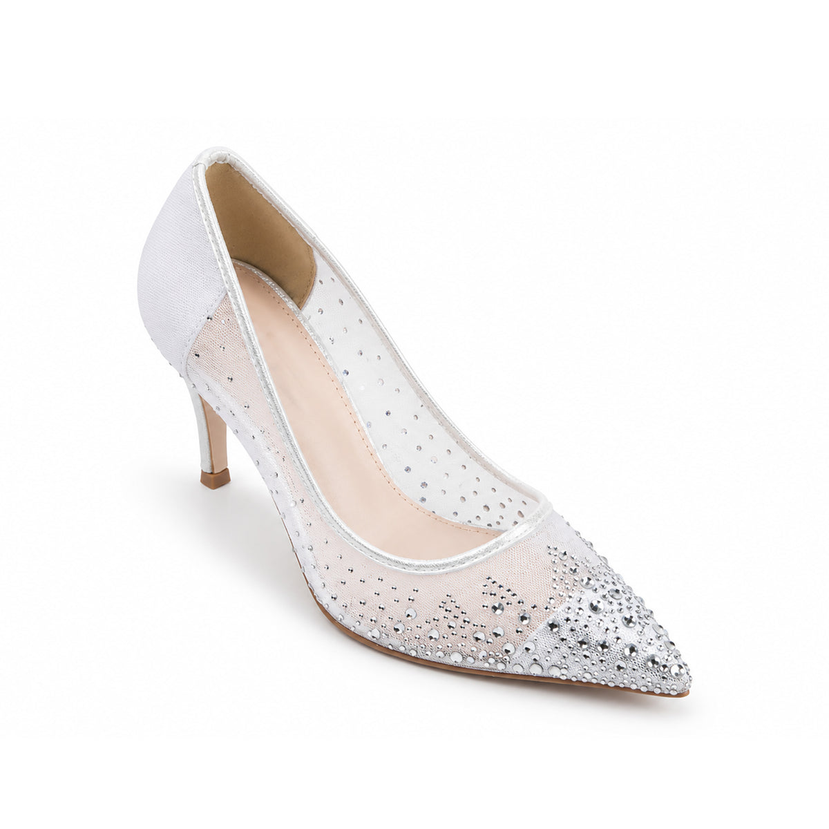Silver Crystal-Embellished  Heels | 438P-S