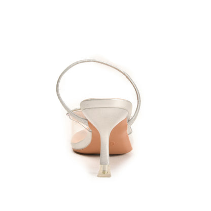 Silver Strappy Sandals with Toe Embellishment | 470N-S