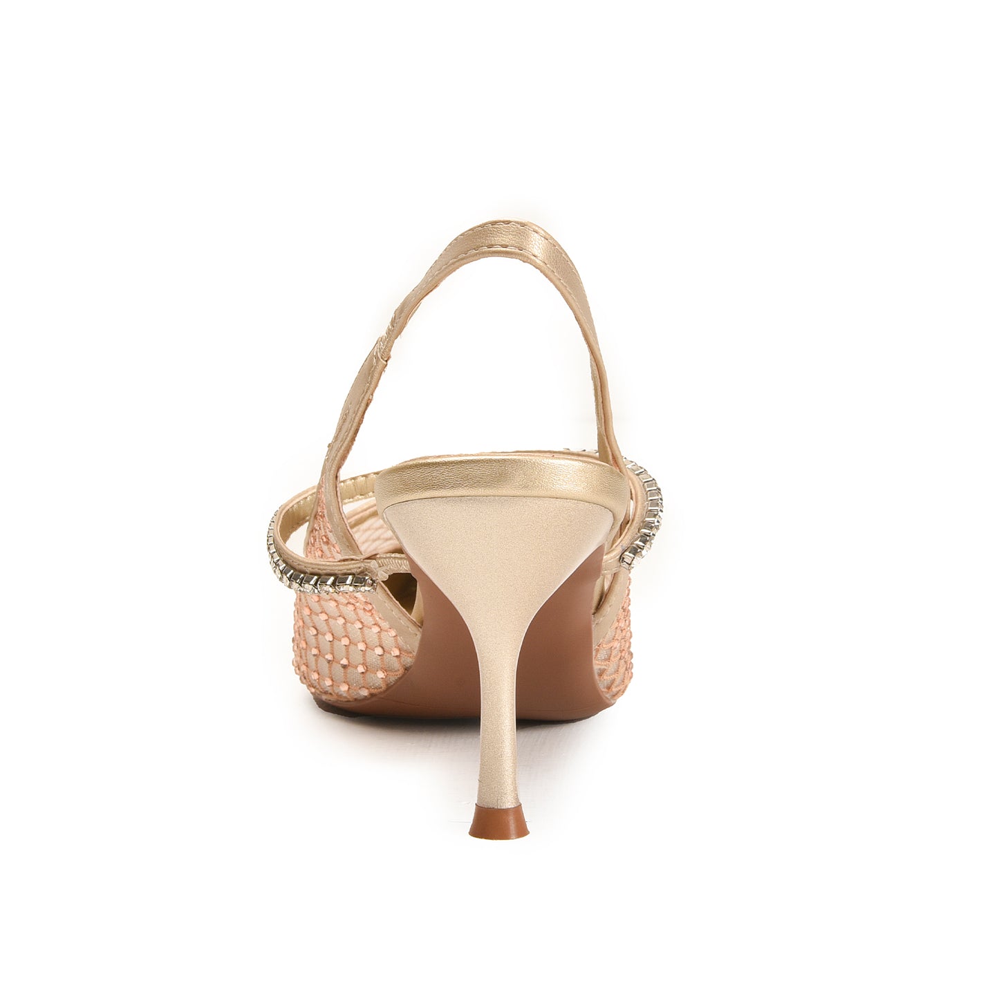 Beige Court Heels with Pearl Embellishment | 476N-X