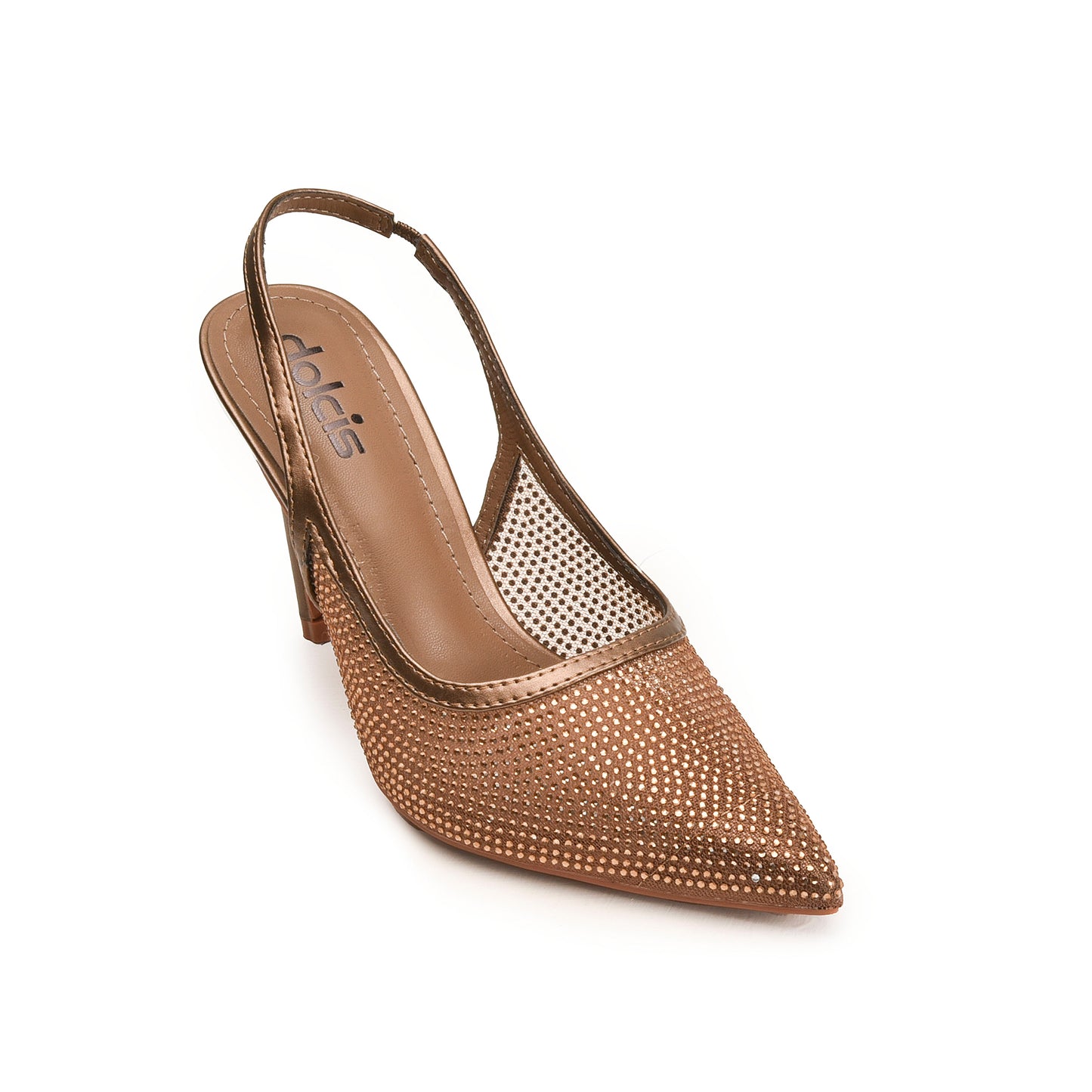 Brown Textured Pencil Heel Sandals for Women | 478N-BX