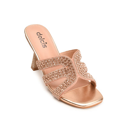 Sparkling Peach Crystal Embellished Heels | 578L-PX Dolcis