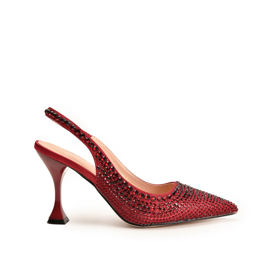Bold Maroon Studded Slingback Heels | 423M-M Dolcis