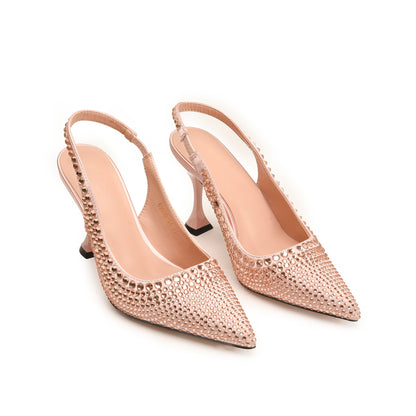 Chic Peach Slingback Studded Heels | 423M-PX Dolcis