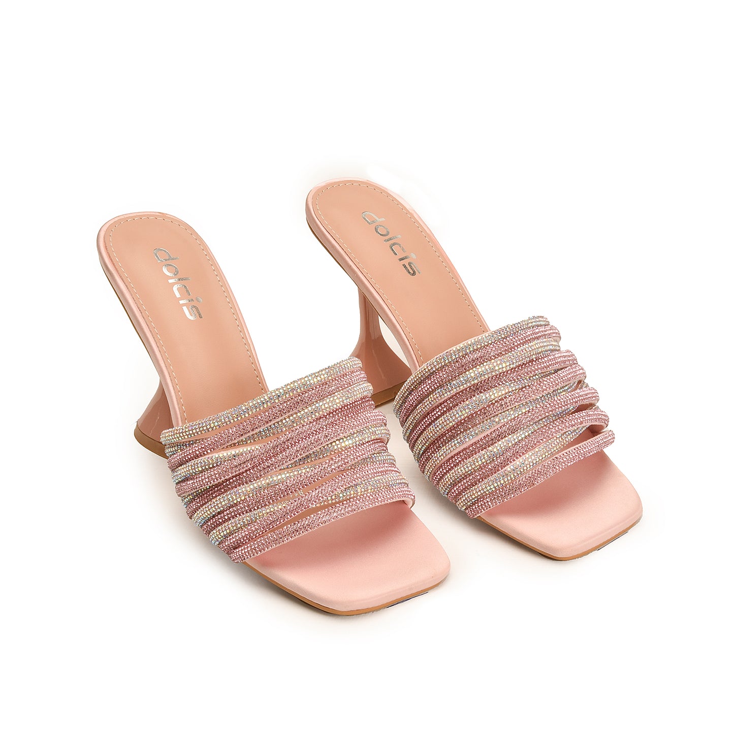 Trendy Pink Embellished Slip-On Heels | 577L-P Dolcis