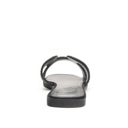 Black Glitter Strap Flats Slippers | 581L-C Dolcis