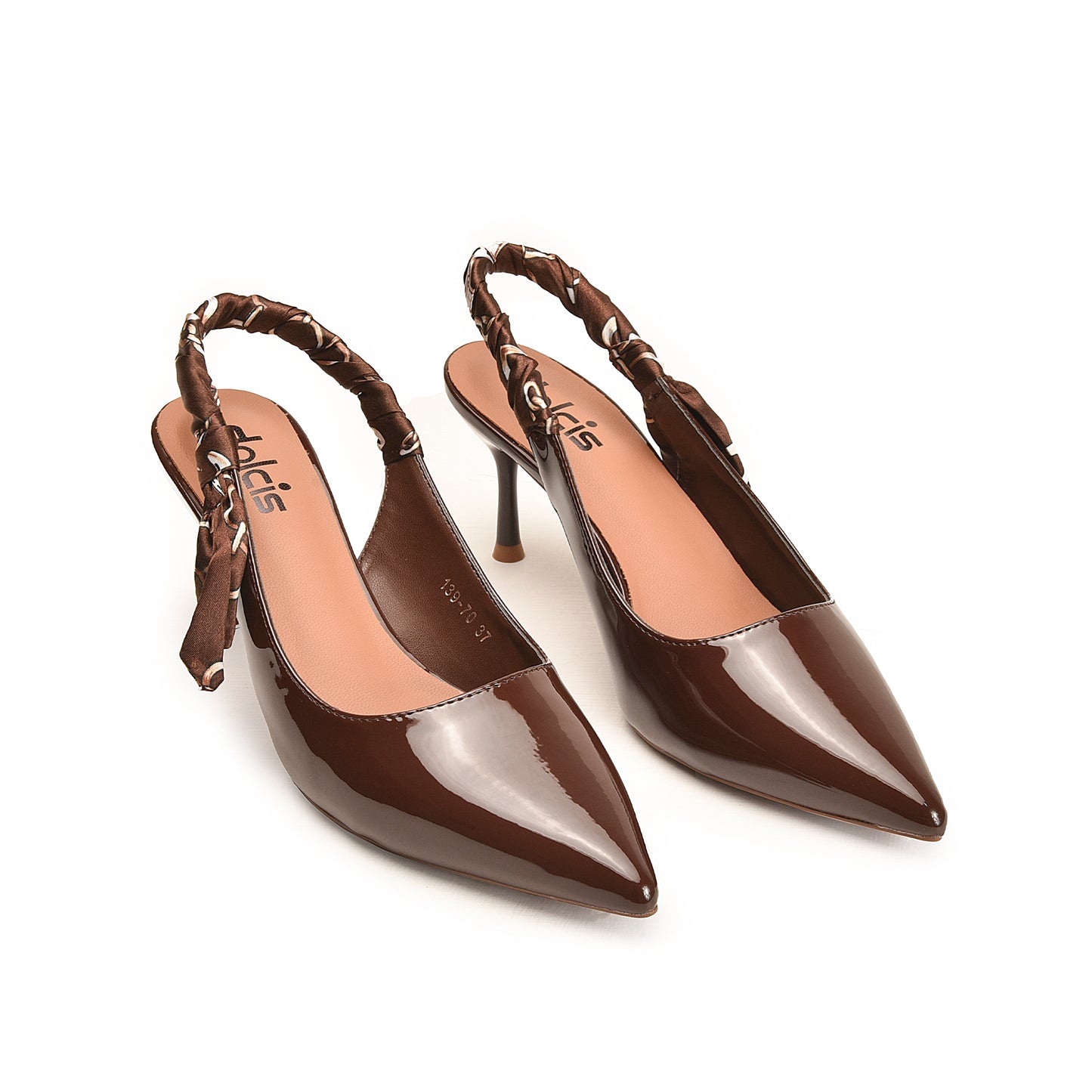 Glossy Brown Slingback Heels | 473N-B Dolcis