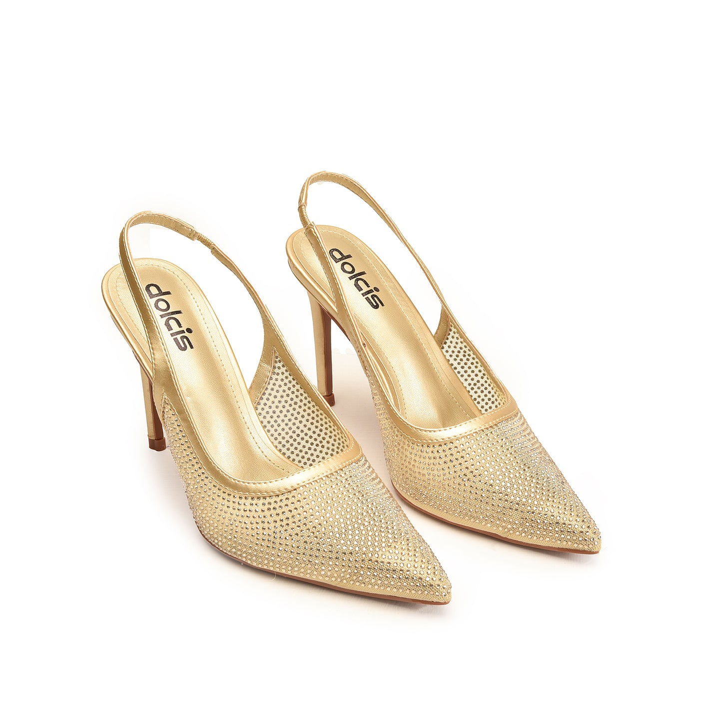Golden Slingback Stiletto Heels for Women | 478N-X