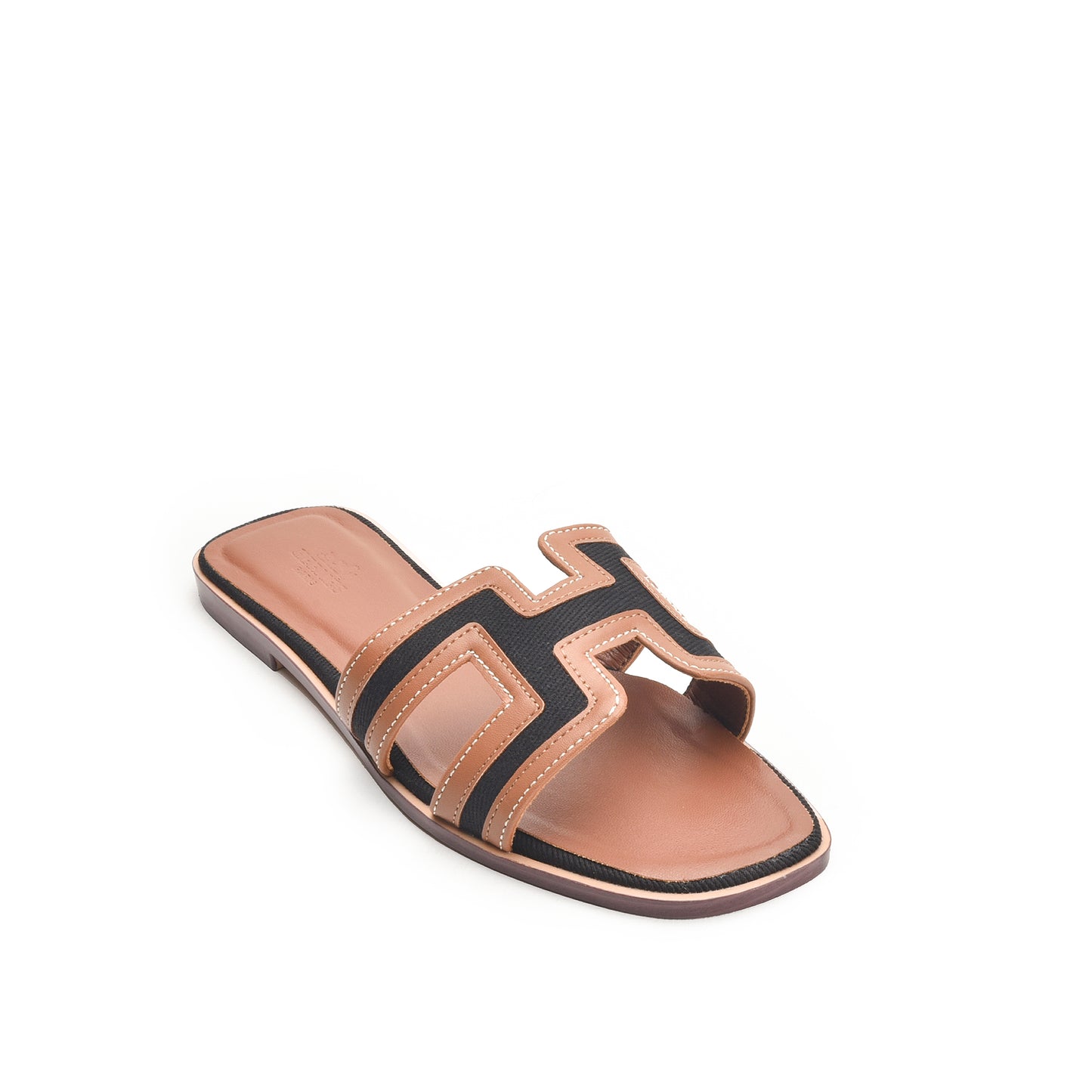 Women's Black & Tan Flat Slippers | 580L-C