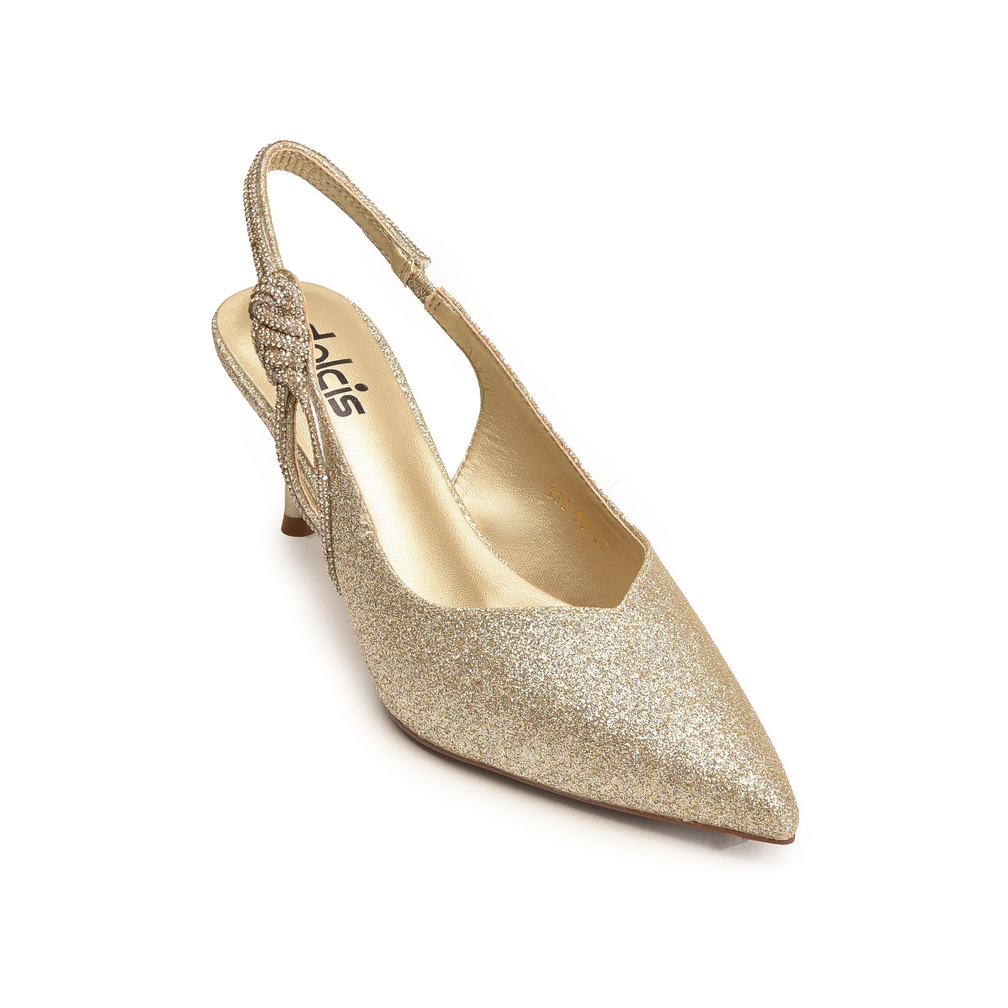 Golden Glitter Court Heels with Bow Detail | 477N-X
