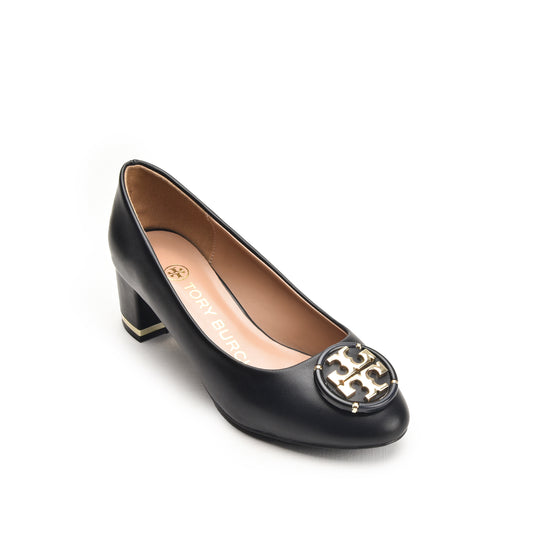 Tory Burch Black Block Heels with Logo | 492N-C