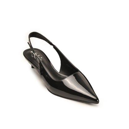 Black Slingback Kitten Heels for Women | 474N-C
