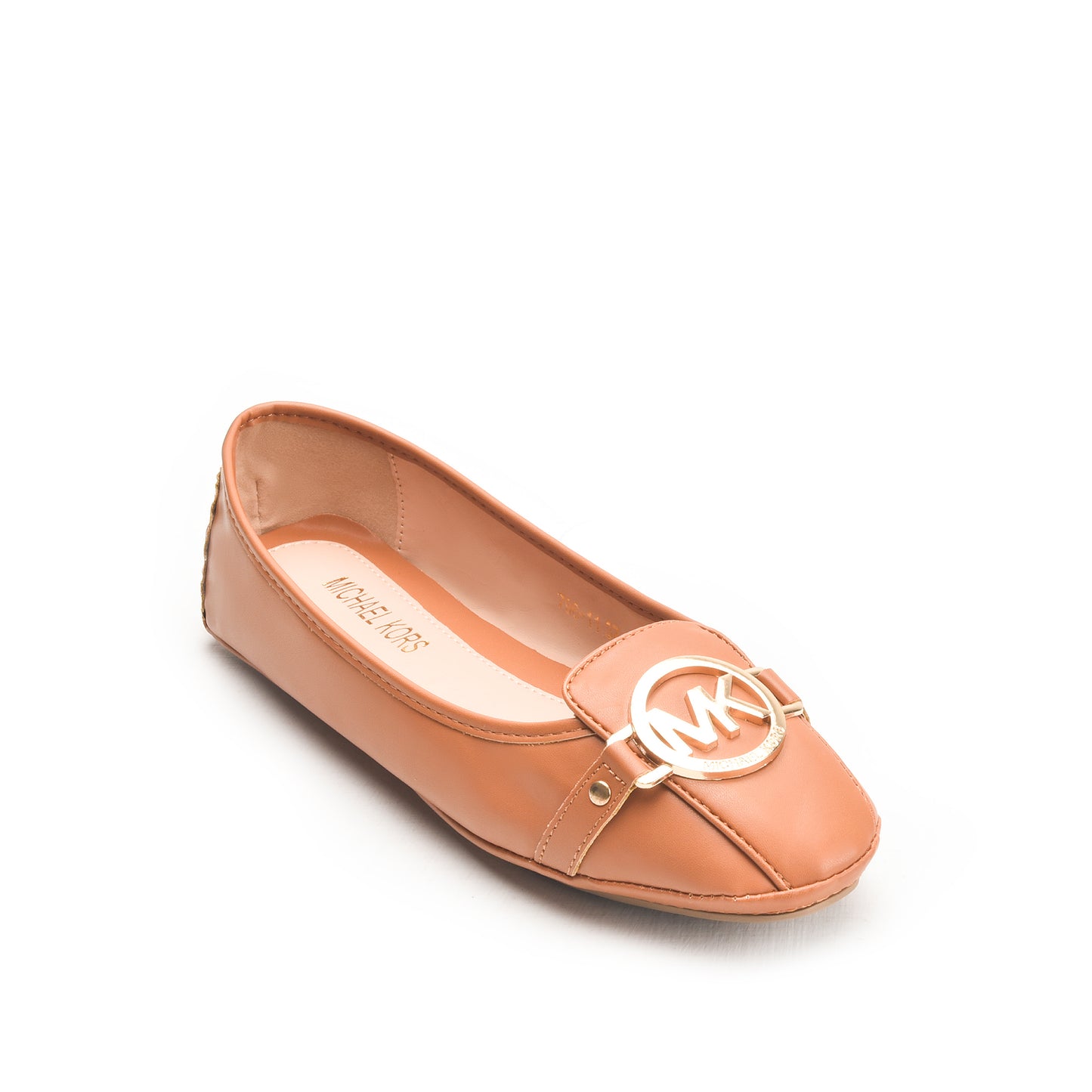 Tan Ballet Flats with Gold Buckle Pumps  | 493N-F