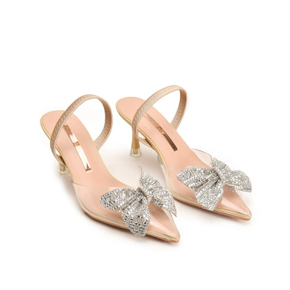 Elegant Nude Bow Embellished Slingback Heels | 470N-X Dolcis